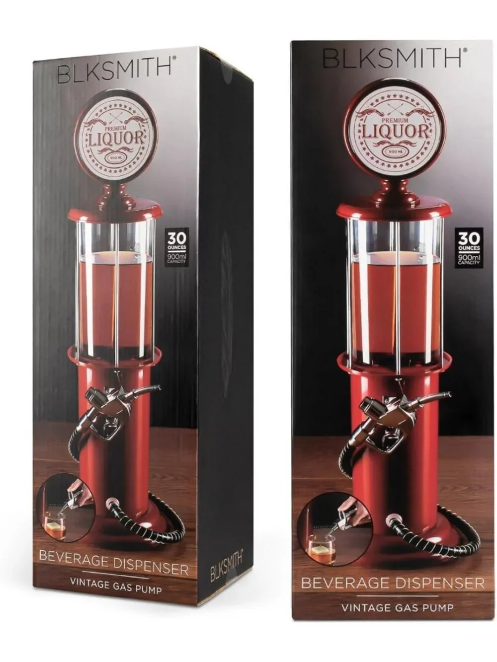 Vintage Style Pump Liquor Dispenser | 30 oz Home Bar Decanter for Cocktails